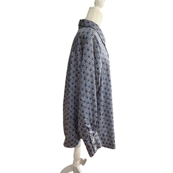 H&M Navy & White Geometric Print Long Sleeve Button-Up Shirt 2XL - Picture 6 of 9